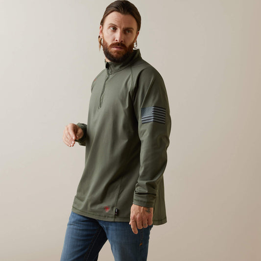 FR Combat Stretch Patriot 1/4 Zip Work Shirt - Ariat Trusted