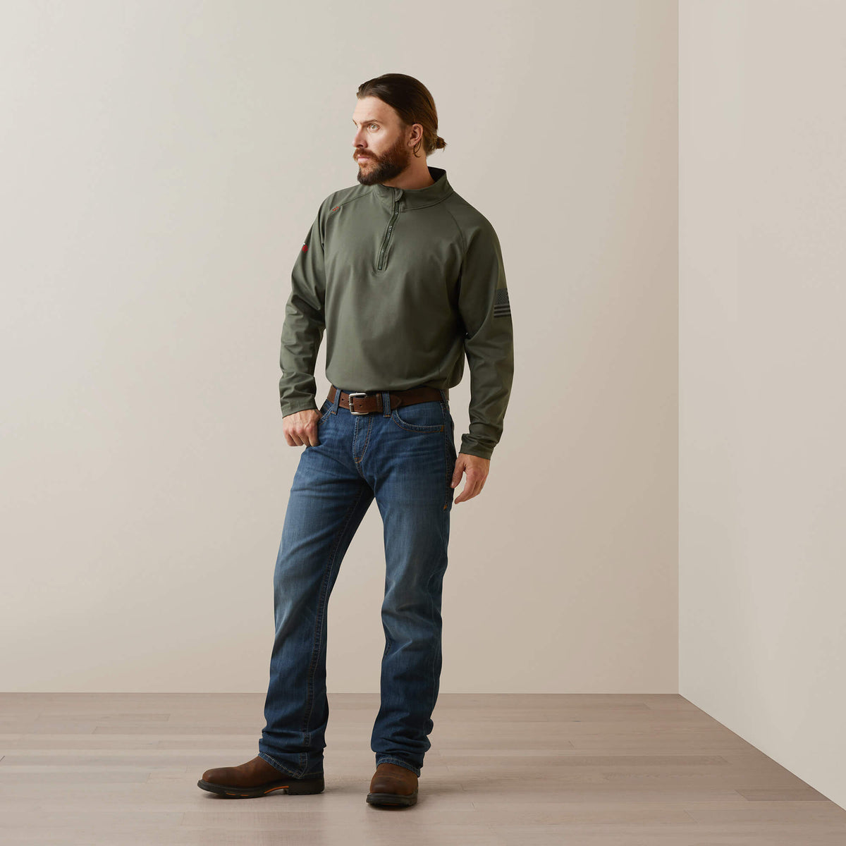 FR Combat Stretch Patriot 1/4 Zip Work Shirt - Ariat Trusted