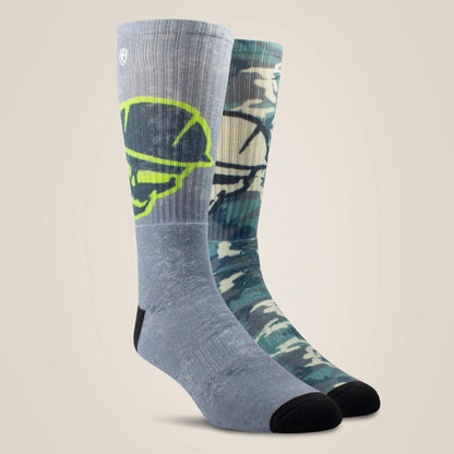 Roughneck Graphic Crew Work Sock 2 Pair Multi Color Pack - Ariat Featured