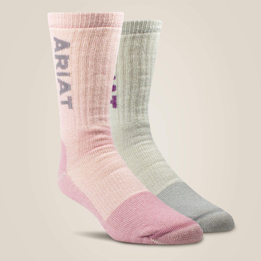 Midweight Merino Wool Blend Steel Toe Work Sock 2 Pair Multi Color Pack - Ariat Sale