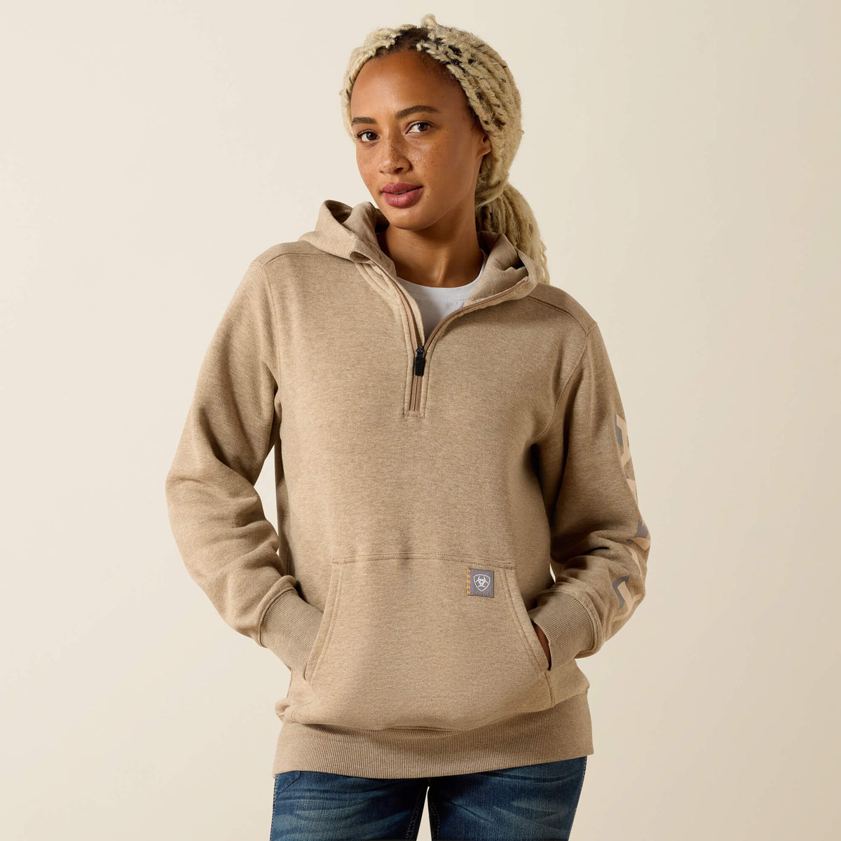 Rebar Lightweight Logo 1/2 Zip Hoodie - Ariat Special Offer