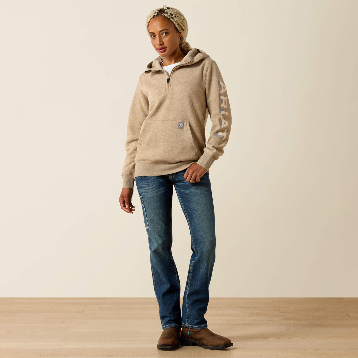 Rebar Lightweight Logo 1/2 Zip Hoodie - Ariat Special Offer