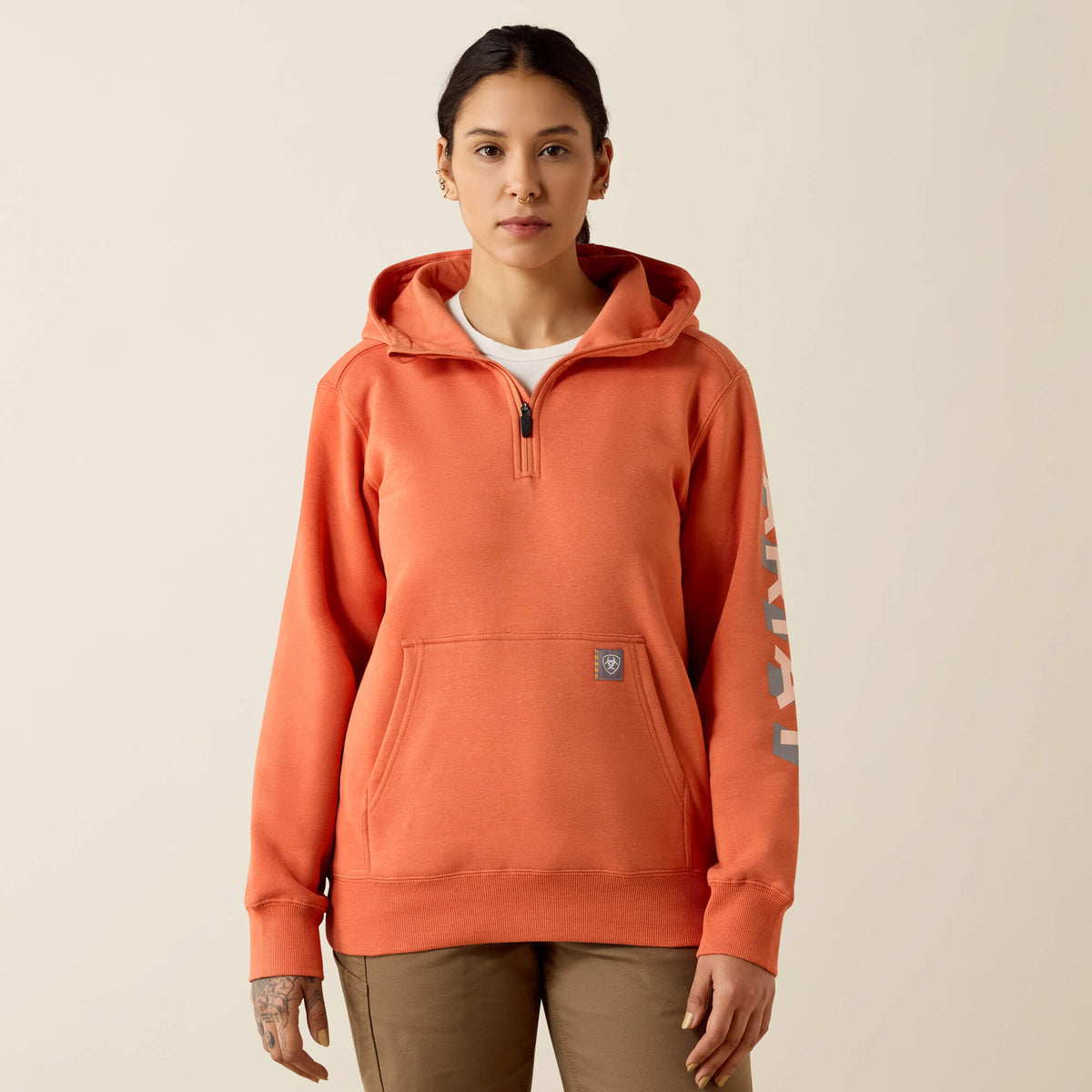 Rebar Lightweight Logo 1/2 Zip Hoodie - Ariat Discount
