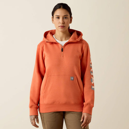 Rebar Lightweight Logo 1/2 Zip Hoodie - Ariat Discount