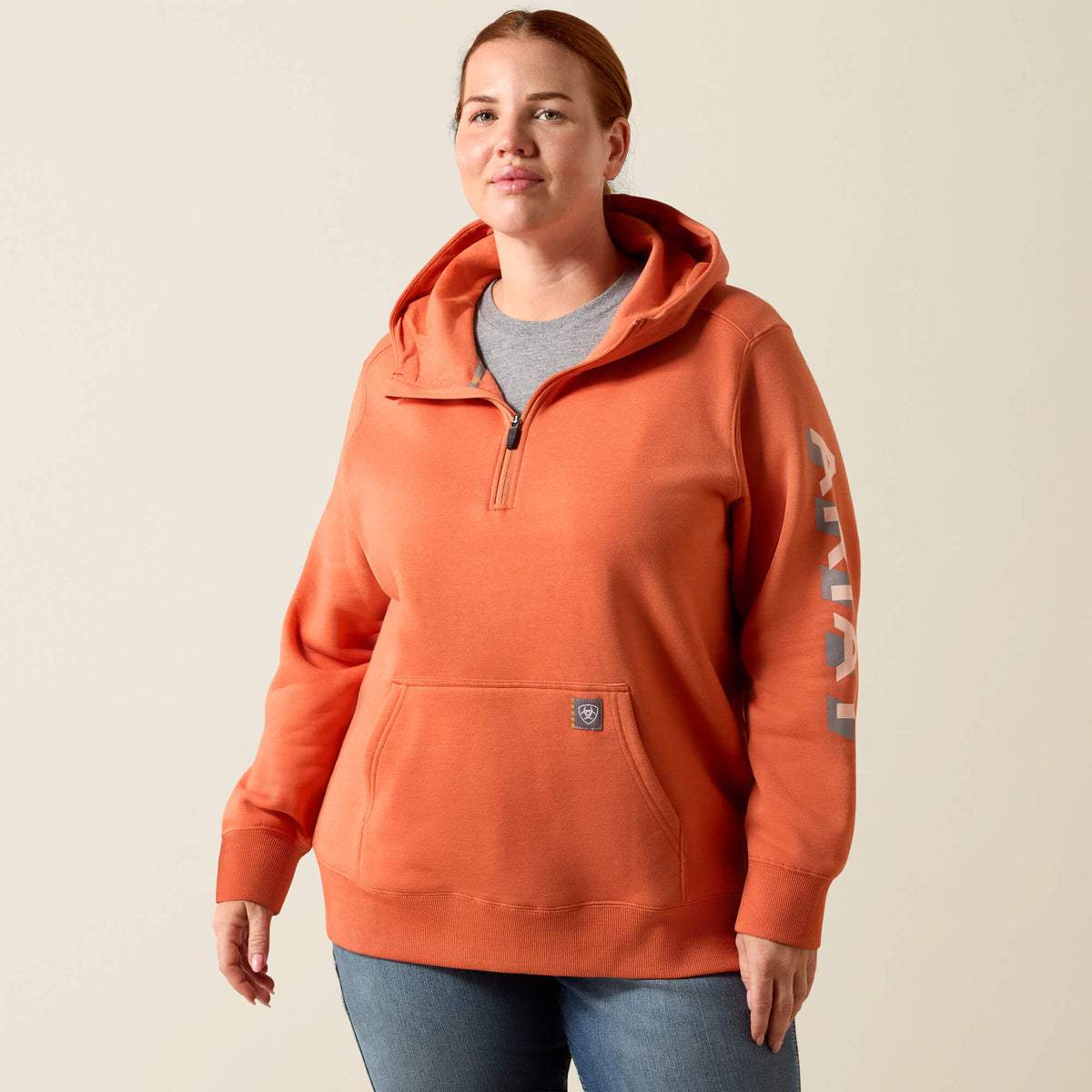 Rebar Lightweight Logo 1/2 Zip Hoodie - Ariat Discount