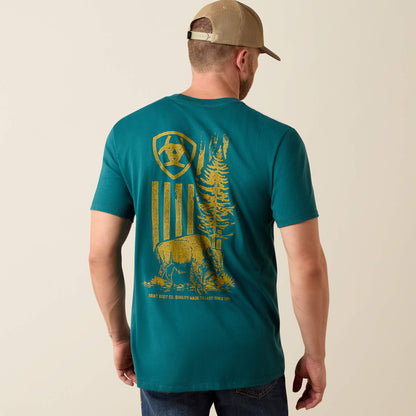 Ariat Bison Wander Flag Classic Fit T-Shirt - Ariat Featured