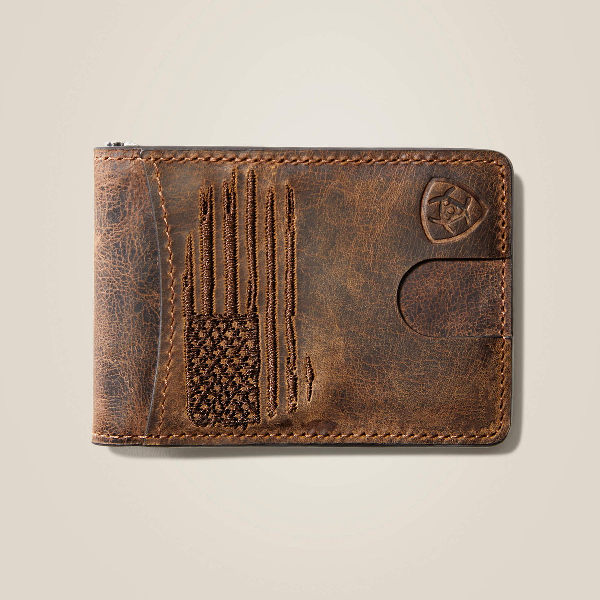 Bifold Slim Wallet Patriot Flag Embroidery - Ariat New
