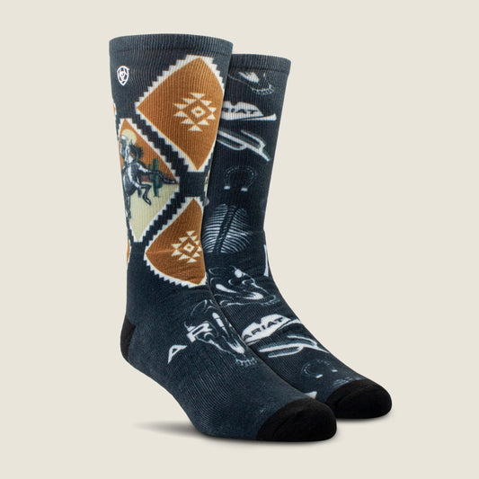Southwest Rider Crew Sock 2 Pair Pack - Ariat Classic