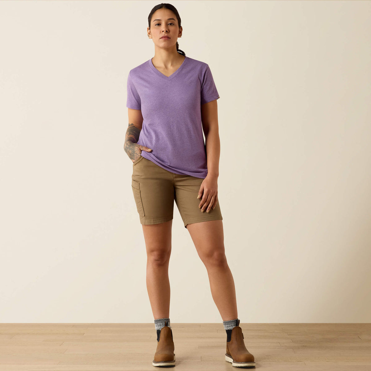 Rebar Cotton Strong Standard V-Neck T-Shirt - Ariat Trusted