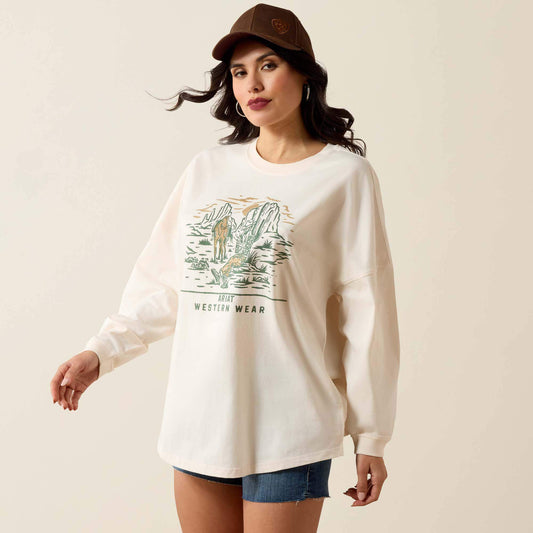 Canvas Oversized Long Sleeve T-Shirt - Ariat Hot Sale